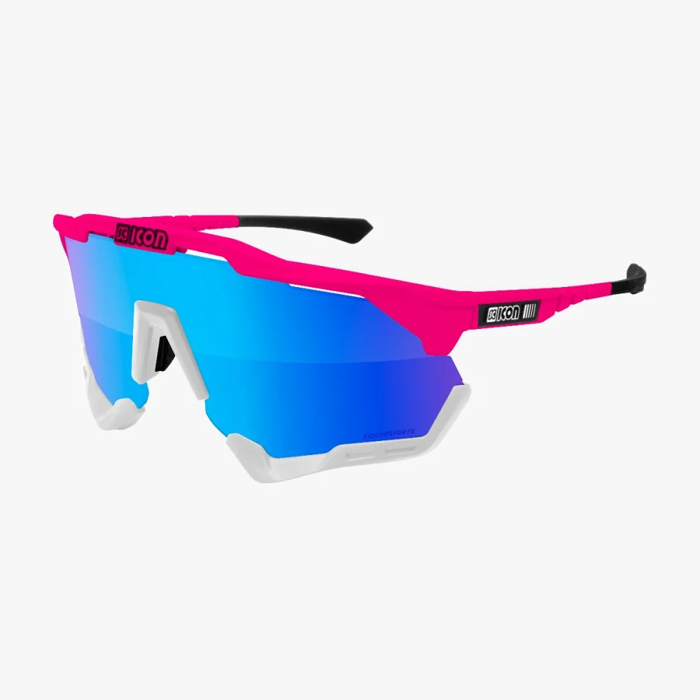 SCICON - AEROSHADE XL PINK FLUO MULTIMIRROR BLUE + PINK LENSES 