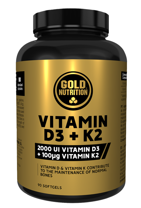 GoldNutrition - Boîte de 90 Capsules de Vitamine D3 + K2